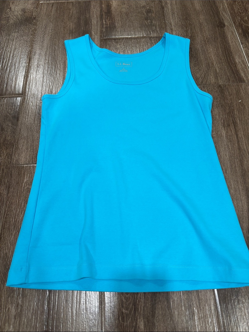 Women’s LL Bean Cotton Teal tank Size L Cotton Closet Staple Comfy Retail $25